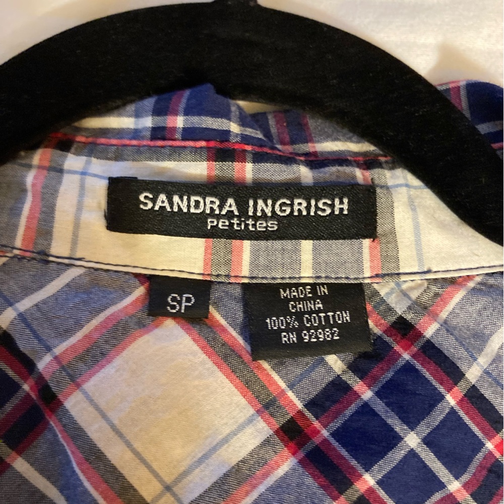 Women’s Sandra Ingrish Blue and Red Plaid Top